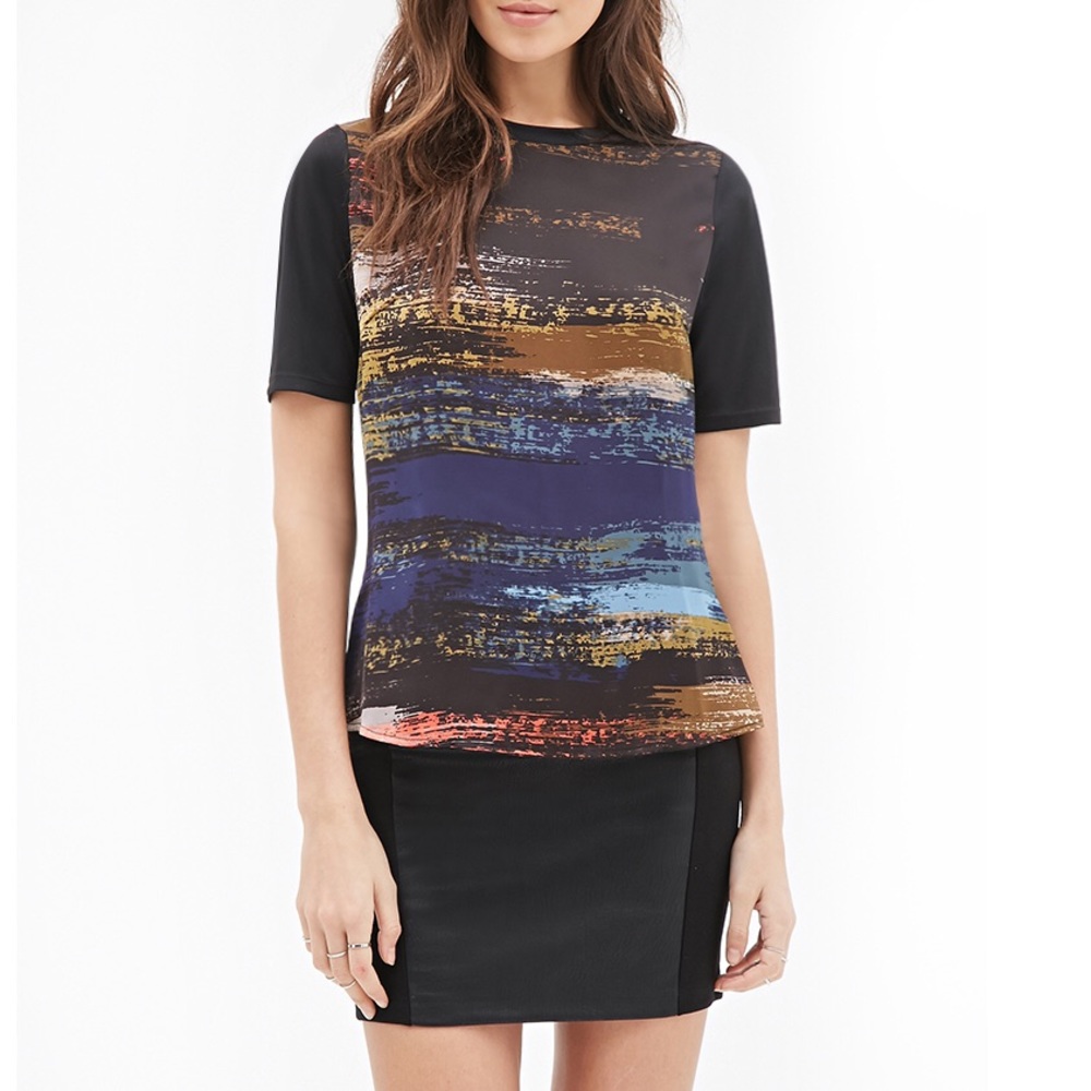 FOREVER 21 | Brushstroke Print Top